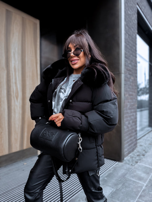 Puffy, short jacket "FUSION AD611" - BLACK